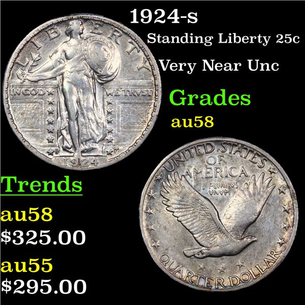 1924-s Standing Liberty Quarter 25c Graded Choice AU/BU Slider