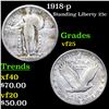 Image 1 : 1918-p Standing Liberty Quarter 25c Graded vf+
