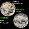 Image 1 : 1937-p Buffalo Nickel 5c Graded GEM++ Unc