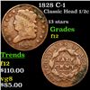 Image 1 : 1828 C-1 Classic Head half cent 1/2c Graded f, fine