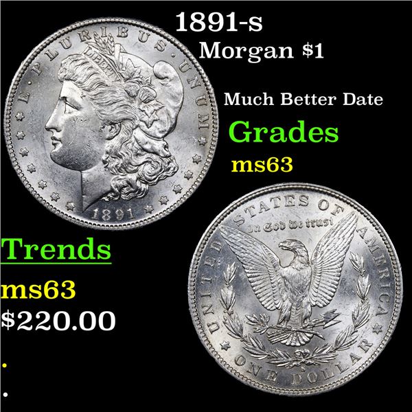 1891-s Morgan Dollar $1 Graded Select Unc