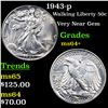 Image 1 : 1943-p Walking Liberty Half Dollar 50c Graded Choice+ Unc