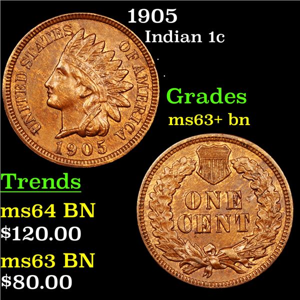1905 Indian Cent 1c Graded Select+ Unc BN