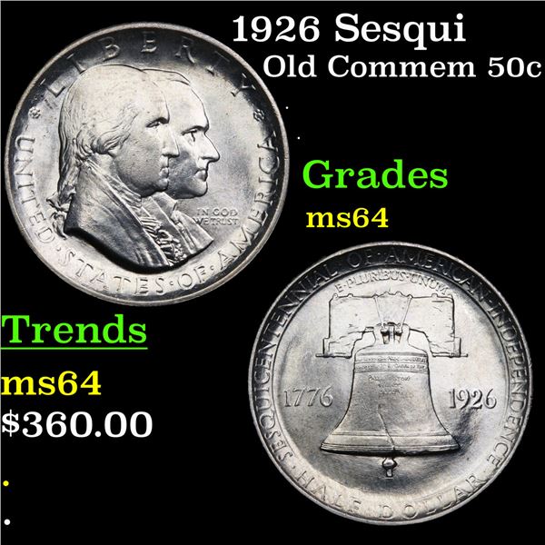 1926 Sesqui Old Commem Half Dollar 50c Graded Choice Unc