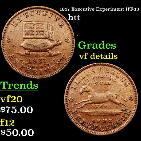 1837 Executive Experiment HT-33 Hard Times Token 1c Graded vf details