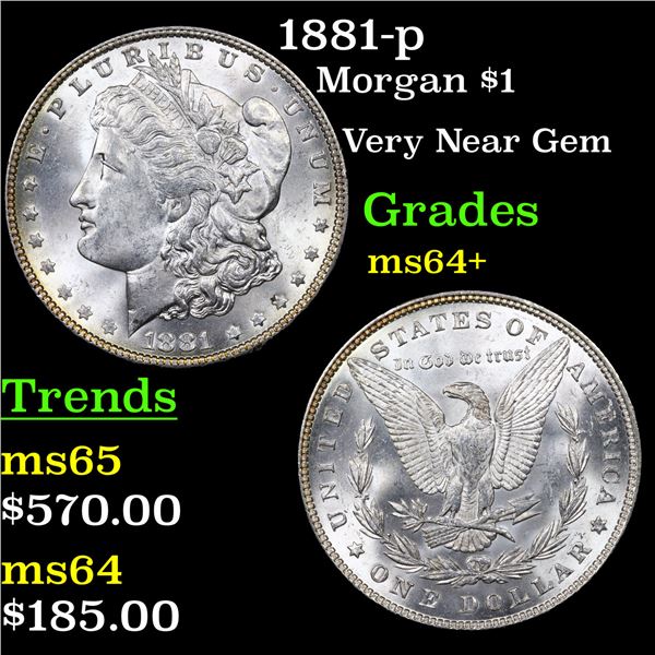 1881-p Morgan Dollar $1 Graded Choice+ Unc