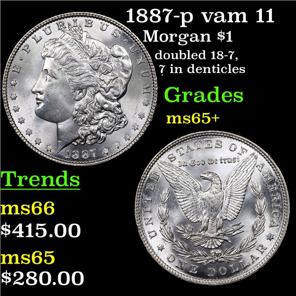 1887-p vam 11  Morgan Dollar $1 Graded GEM+ Unc