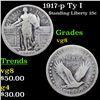 Image 1 : 1917-p Ty I Standing Liberty Quarter 25c Graded vg, very good