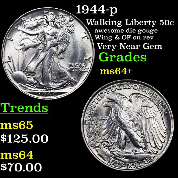 1944-p Walking Liberty Half Dollar 50c Graded Choice+ Unc