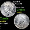 Image 1 : 1922-d Peace Dollar $1 Graded Select Unc