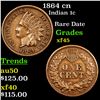 Image 1 : 1864 cn Indian Cent 1c Graded xf+