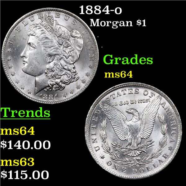 1884-o Morgan Dollar $1 Graded Choice Unc