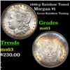 Image 1 : 1898-p Rainbow Toned Morgan Dollar $1 Graded Select Unc