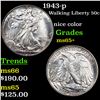 Image 1 : 1943-p Walking Liberty Half Dollar 50c Graded GEM+ Unc