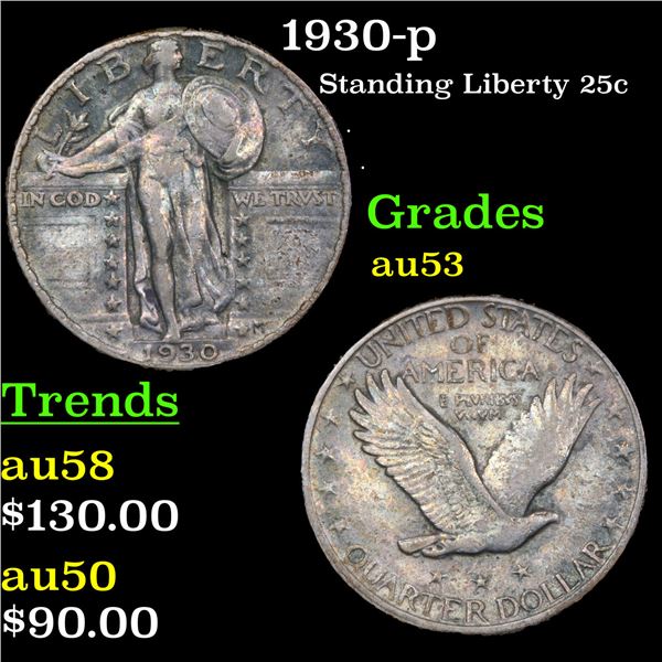 1930-p Standing Liberty Quarter 25c Graded Select AU