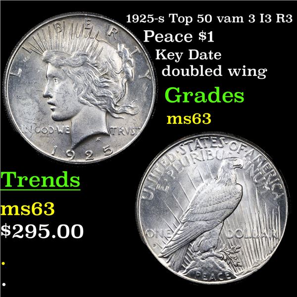 1925-s Top 50 vam 3 I3 R3 Peace Dollar $1 Graded Select Unc