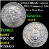 Image 1 : 1936-d Rhode Island Old Commem Half Dollar 50c Graded Choice+ Unc