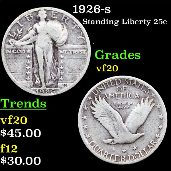 1926-s Standing Liberty Quarter 25c Graded vf, very fine