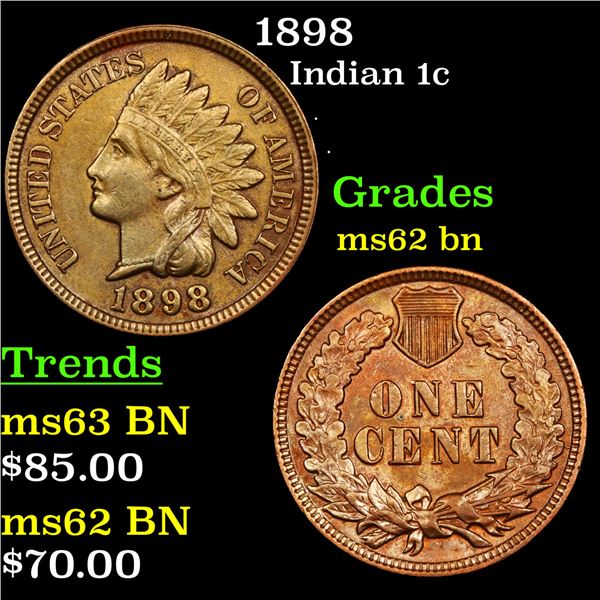 1898 Indian Cent 1c Graded Select Unc BN