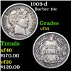 Image 1 : 1909-d Barber Dime 10c Graded vf++