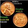 Image 1 : 1930-s Lincoln Cent 1c Graded Choice Unc RB