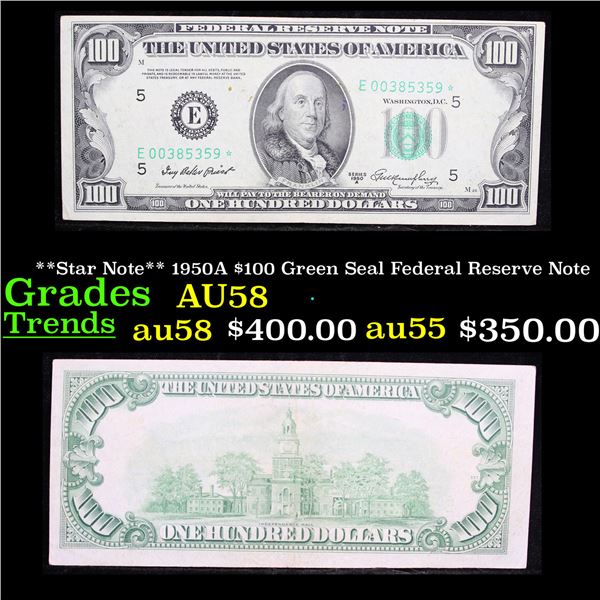 **Star Note** 1950A $100 Green Seal Federal Reserve Note Grades Choice AU/BU Slider