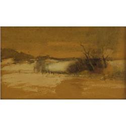 John Francis Murphy Watercolor on brown paper