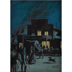 Nick Eggenhofer Gouache on paper Western Inn