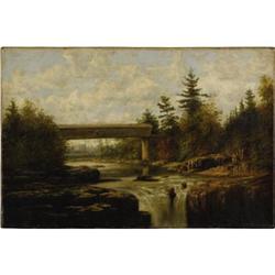 AMERICAN SCHOOL, Covered Bridge in the Fall