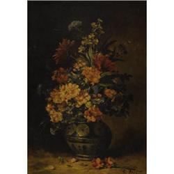 S. Petit (French) Floral Still Life, Late