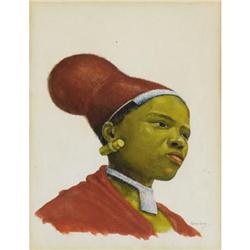 Gerard Bengu Watercolor on paper Portrait