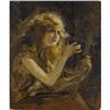 Image 1 : Tade Styka Oil on panel Girl with Harp