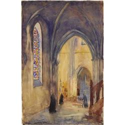 20th Century French School Interior of a Church,