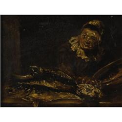 19th Century Continental School Woman with Fish,