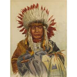 Louis Schaettle Watercolor on paper Indian Chief
