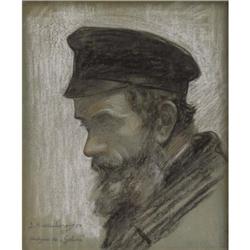 Samuel Hirszenberg Charcoal and white chalk