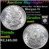 Image 1 : ***Auction Highlight*** 1878-p Rev '79 Mint Error Morgan Dollar $1 Graded GEM Unc By USCG (fc)