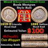 Image 1 : Mixed small cents 1c orig shotgun roll, 1919-d Wheat Cent, 1895 Indian Cent other end, McDonalds Wra