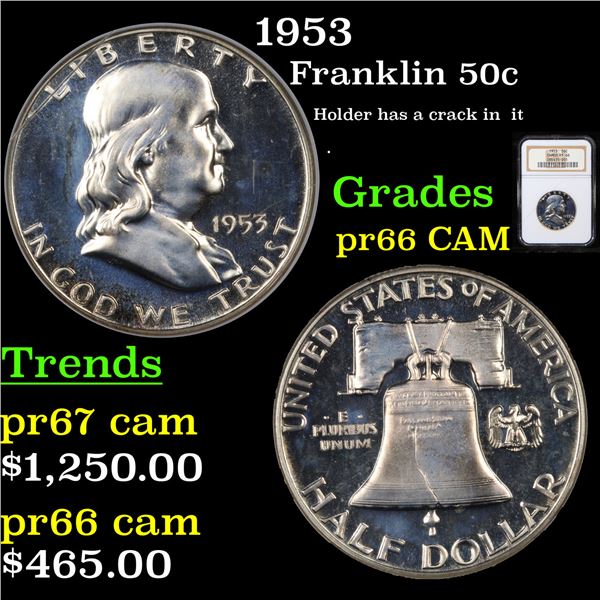 Proof NGC 1953 Franklin Half Dollar 50c Graded pr66 CAM By NGC