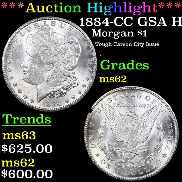 ***Auction Highlight*** 1884-CC GSA Hoard Morgan Dollar $1 Grades Select Unc (fc)
