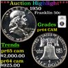 Image 1 : Proof ***Auction Highlight*** 1950 Franklin Half Dollar 50c Graded pr64 CAM By NGC (fc)