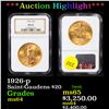 Image 1 : ***Auction Highlight*** NGC 1926-p Saint-Gaudens $20 Gold Double Eagle Graded ms64 By NGC (fc)