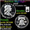 Image 1 : Proof ***Auction Highlight*** NGC 1959 Franklin Half Dollar 50c Graded pr65 DCAM By NGC (fc)