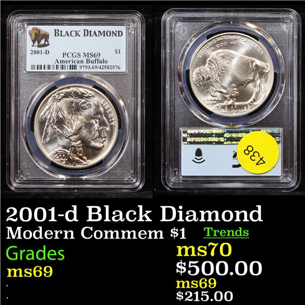 PCGS 2001-d Black Diamond Modern Commem Dollar $1 Graded ms69 By PCGS
