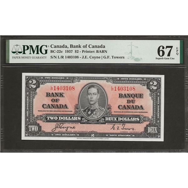 Canada BC-22c 1937 $2 SUPGEM67EPQ PMG