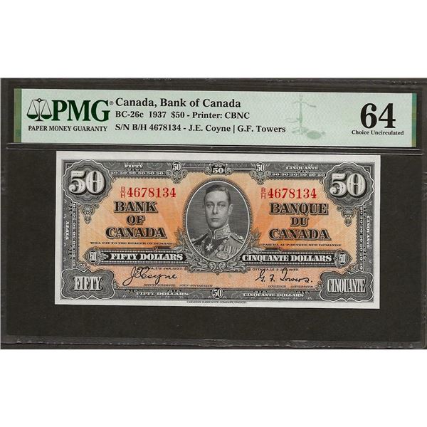 Canada BC-26c 1937 $50 CHUNC64 PMG