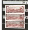 Image 2 : 3 X CONSECUTIVE Canada BC-38BA 1954 $2 *R/R replacement CHUNC63, 63 & 64