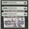 Image 1 : 3 X CONSECUTIVE Canada BC-57b 1989 $10 GEM66EPQ PMG