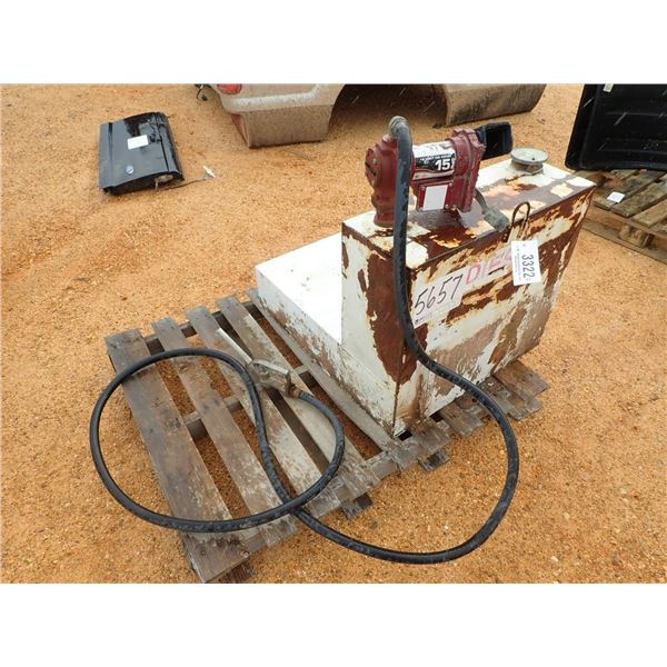 L SHAPE FUEL TANK, 42 GALLON W/ELECTRIC PUMP, HOSE & NOZZLE