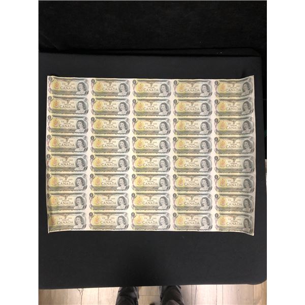 UNCUT SHEET 1973 CANADIAN ONE DOLLAR BILLS UNCUT SHEET 1973 CANADIAN ONE DOLLAR BILLS